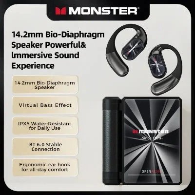 MONSTER Open Ear Wireless Headphones - Black